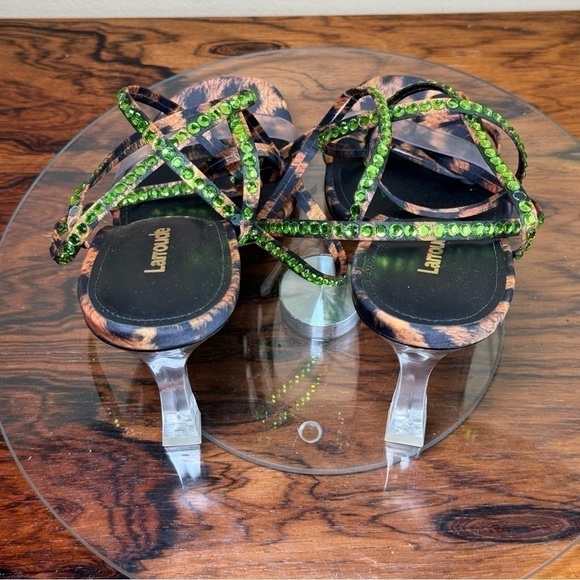 Larroudé Disco Gloria Leopard-Print Wrap Sandals 315$ - Picture 13 of 16